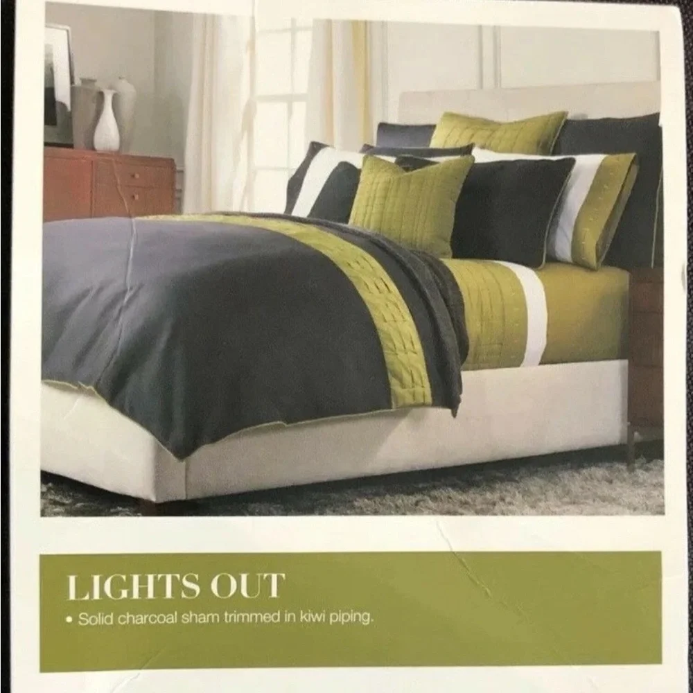 Mitchell Gold + Bob Williams Pillow Sham*Eggplant & Kiwi Green Piping MSRP $140